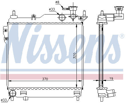 GETZ {372 x 320 } РАДИАТОР ОХЛАЖДЕН (NISSENS) (AVA) (см.каталог) 02- 67093 HNGEZ02-913